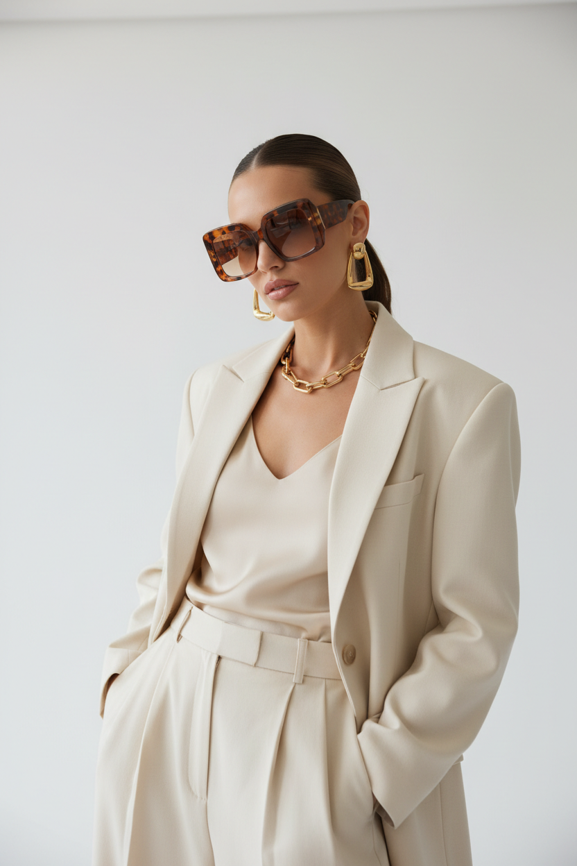 Lunettes Oversize Carrées Gold Edition – Femme 2025