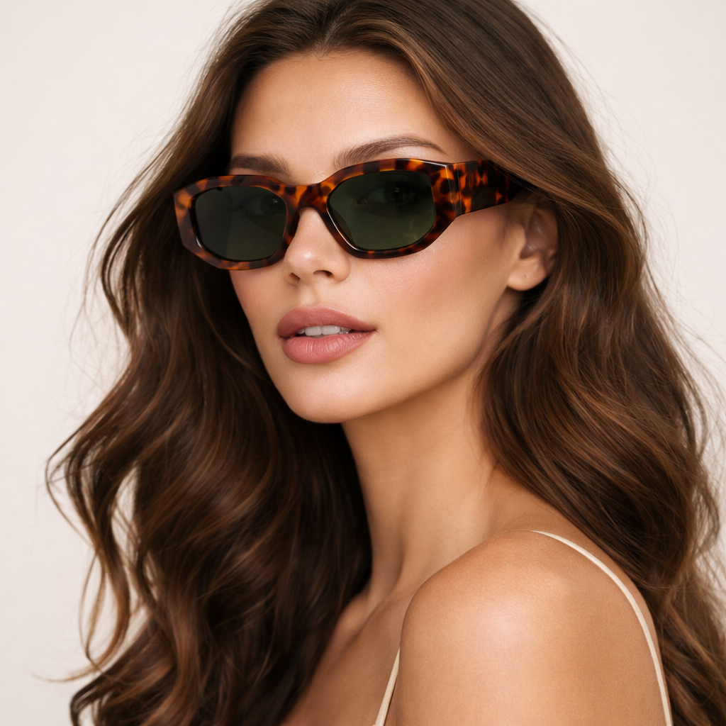 Lunettes de soleil rectangulaires polarisées – Monture écaille 2026